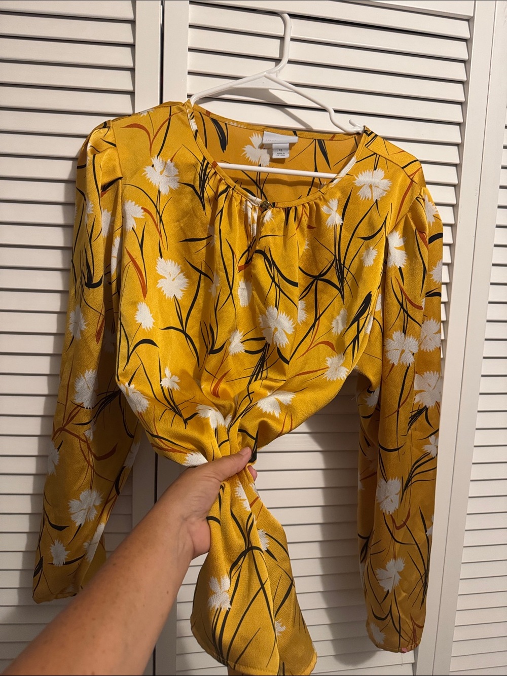 Liz Claiborne Yellow Floral Long-Sleeve Blouse